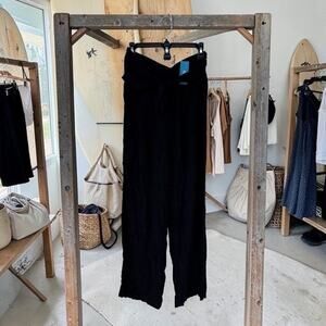 Cupshe Black Wide-Leg Tie Waist Pants | Large| NEW